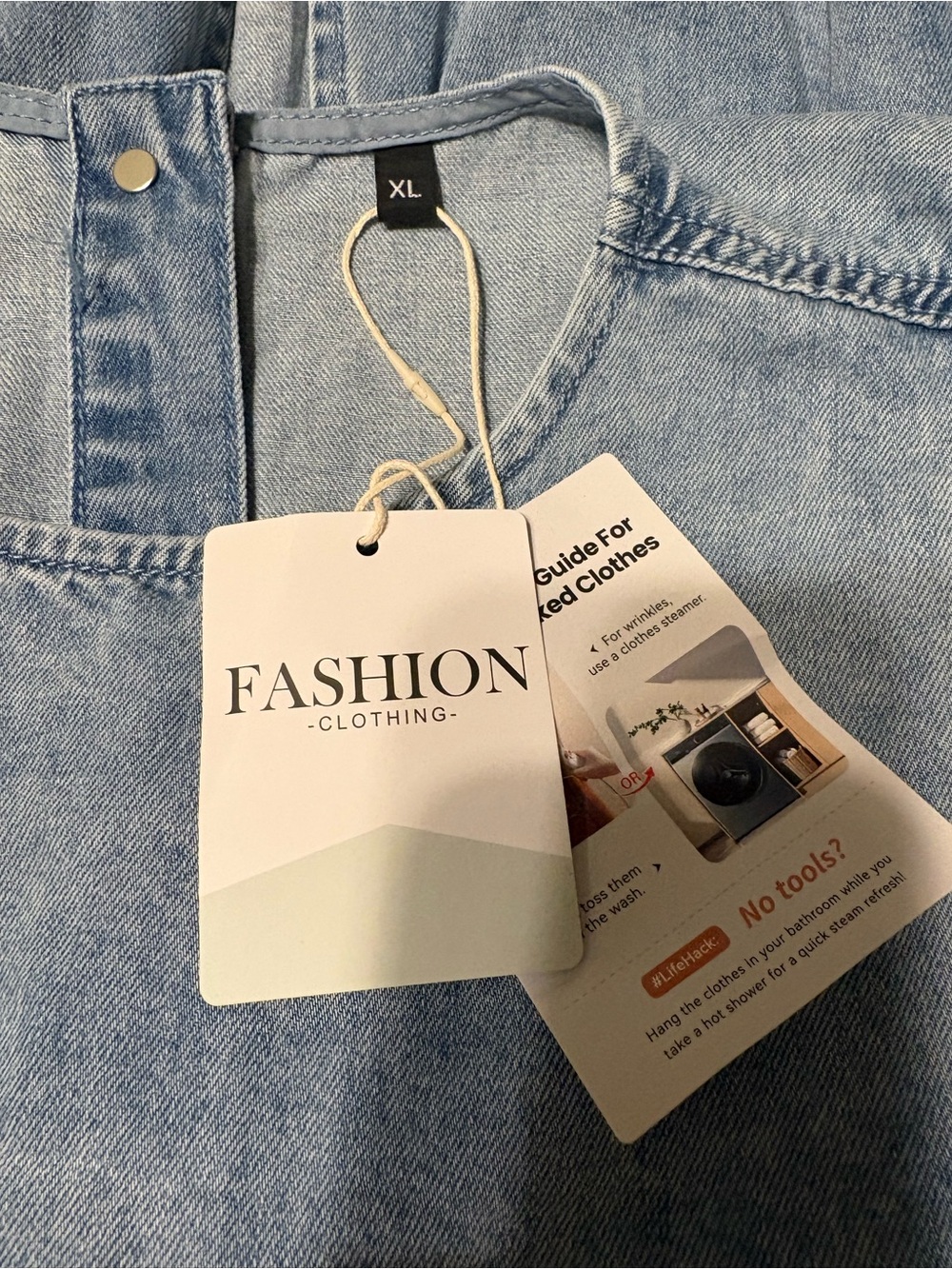 Women’s Light Blue Denim Ruffle-Hem Sleeveless Top - Picture 6 of 6